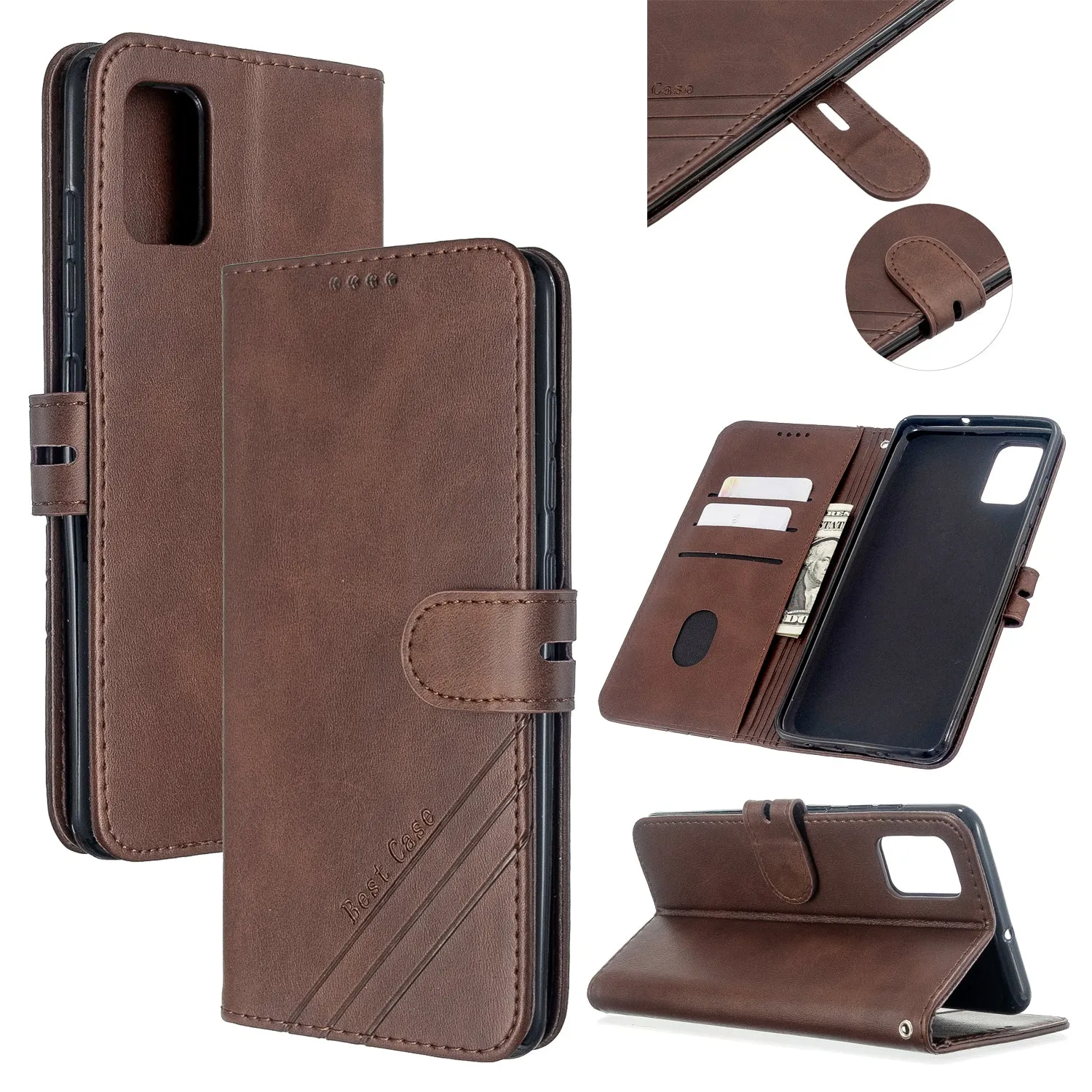 For Samsung A51/A71/M30S Case Soft Leather Cover with Denim Texture Precise Cutouts Wallet Design Buckle Closure Smartphone Shell  yellow