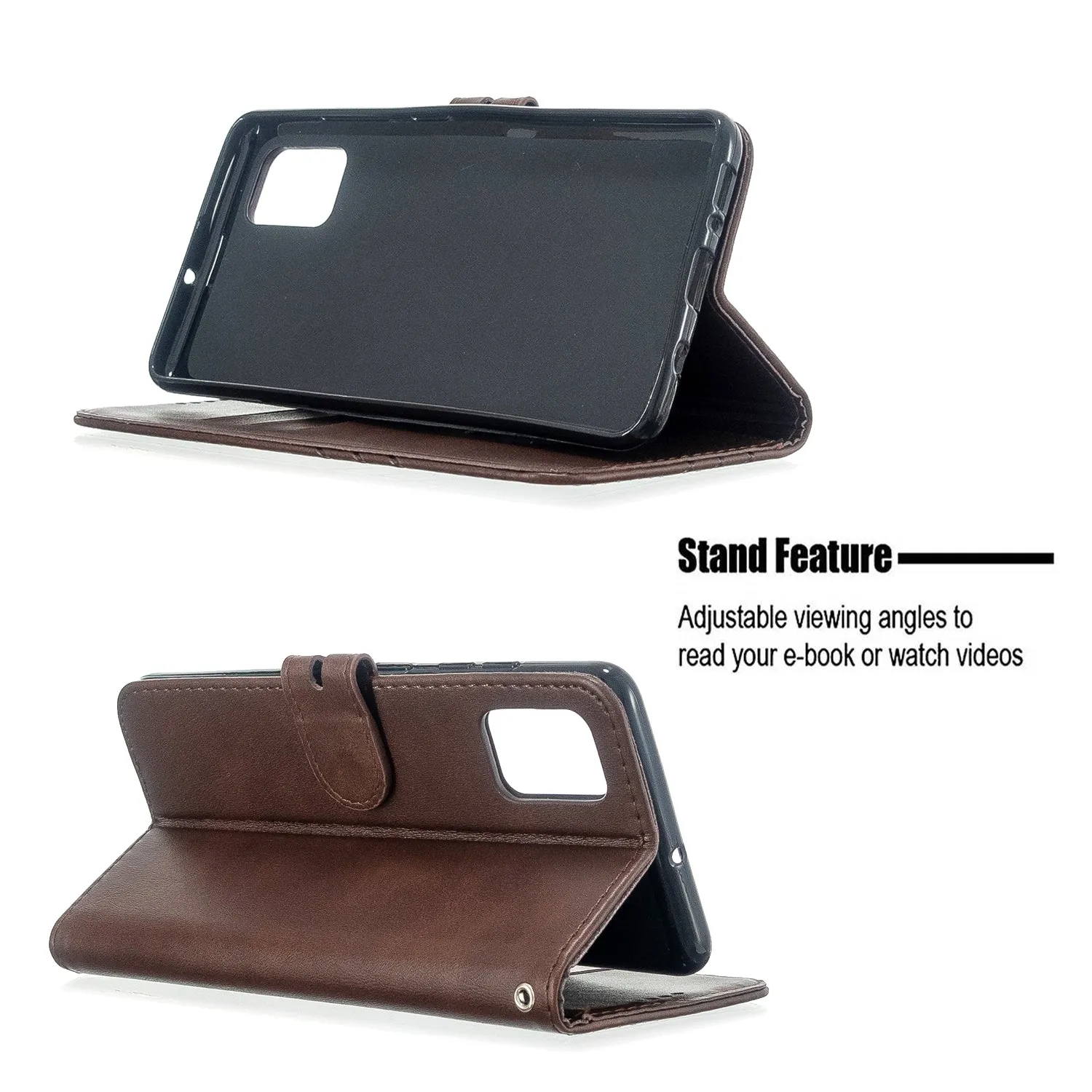 For Samsung A51/A71/M30S Case Soft Leather Cover with Denim Texture Precise Cutouts Wallet Design Buckle Closure Smartphone Shell  yellow