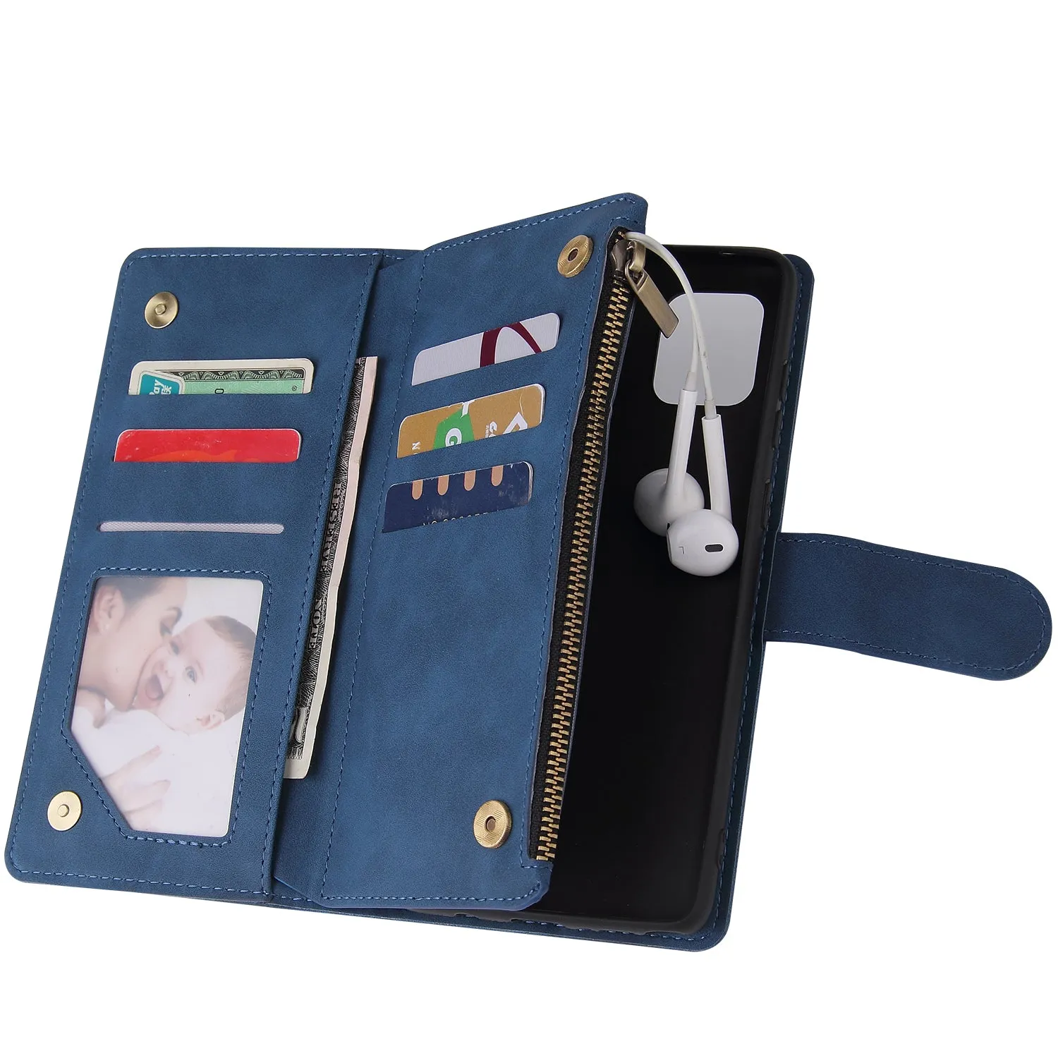 For Samsung NOTE 10 Lite Case Smartphone Shell Wallet Design Zipper Closure Overall Protection Cellphone Cover  2 blue