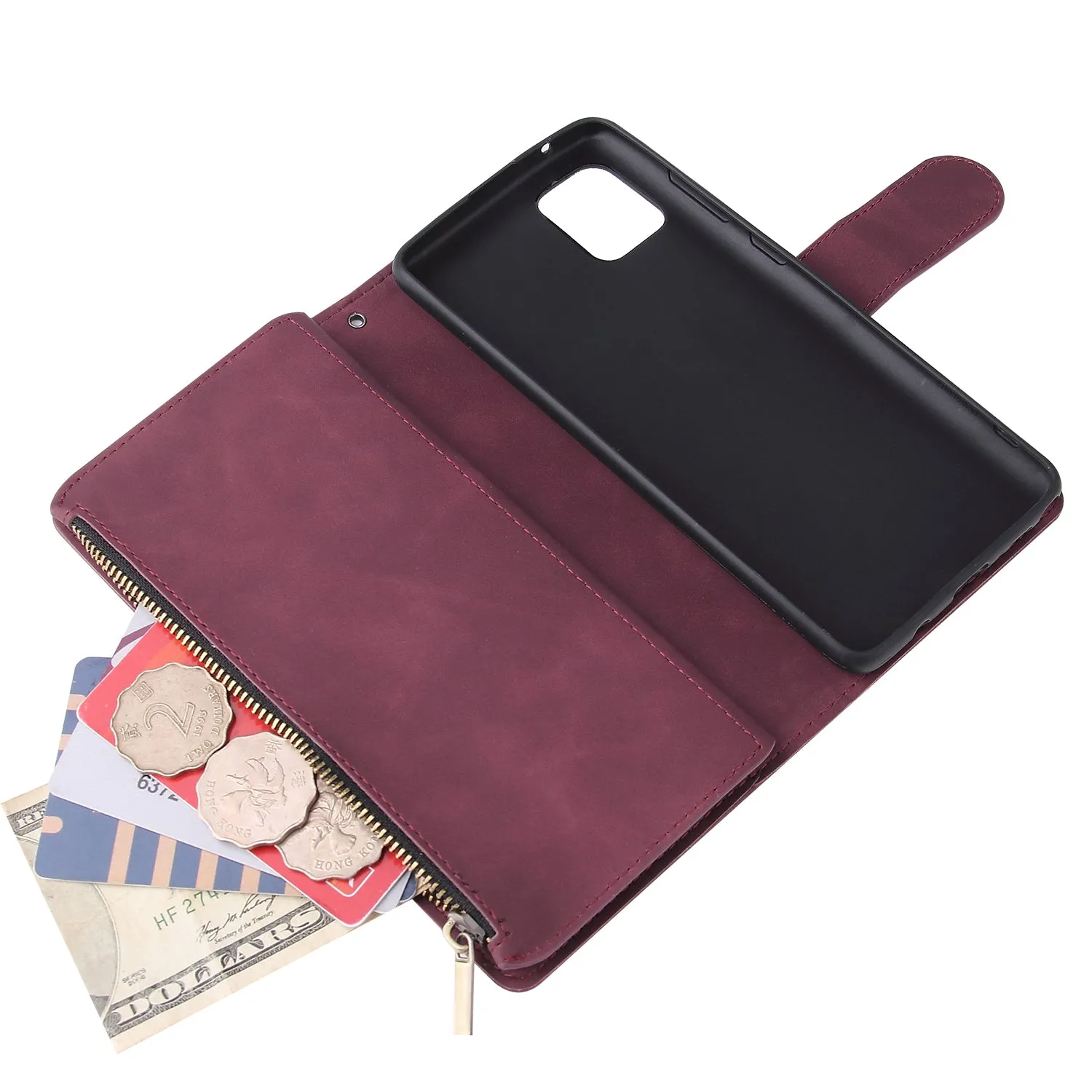 For Samsung NOTE 10 Lite Case Smartphone Shell Wallet Design Zipper Closure Overall Protection Cellphone Cover  2 blue