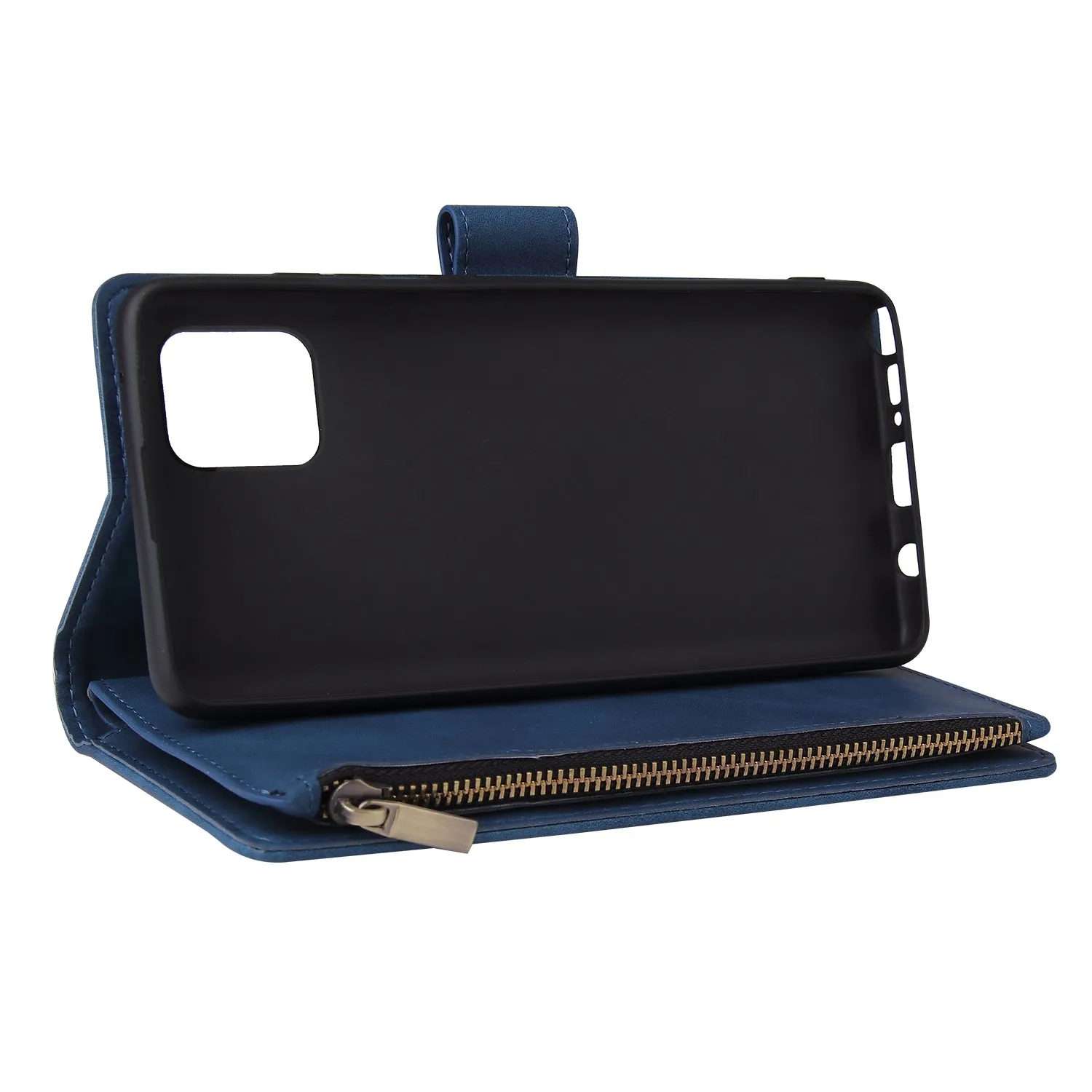 For Samsung NOTE 10 Lite Case Smartphone Shell Wallet Design Zipper Closure Overall Protection Cellphone Cover  2 blue