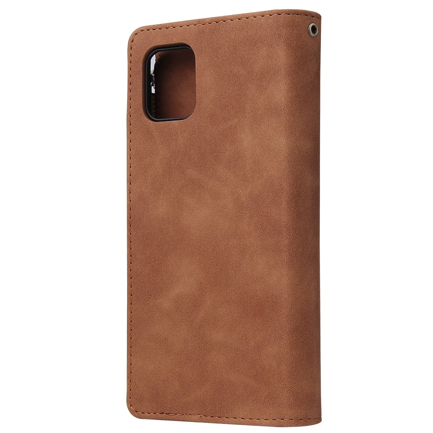 For Samsung NOTE 10 Lite Case Smartphone Shell Wallet Design Zipper Closure Overall Protection Cellphone Cover  4 brown