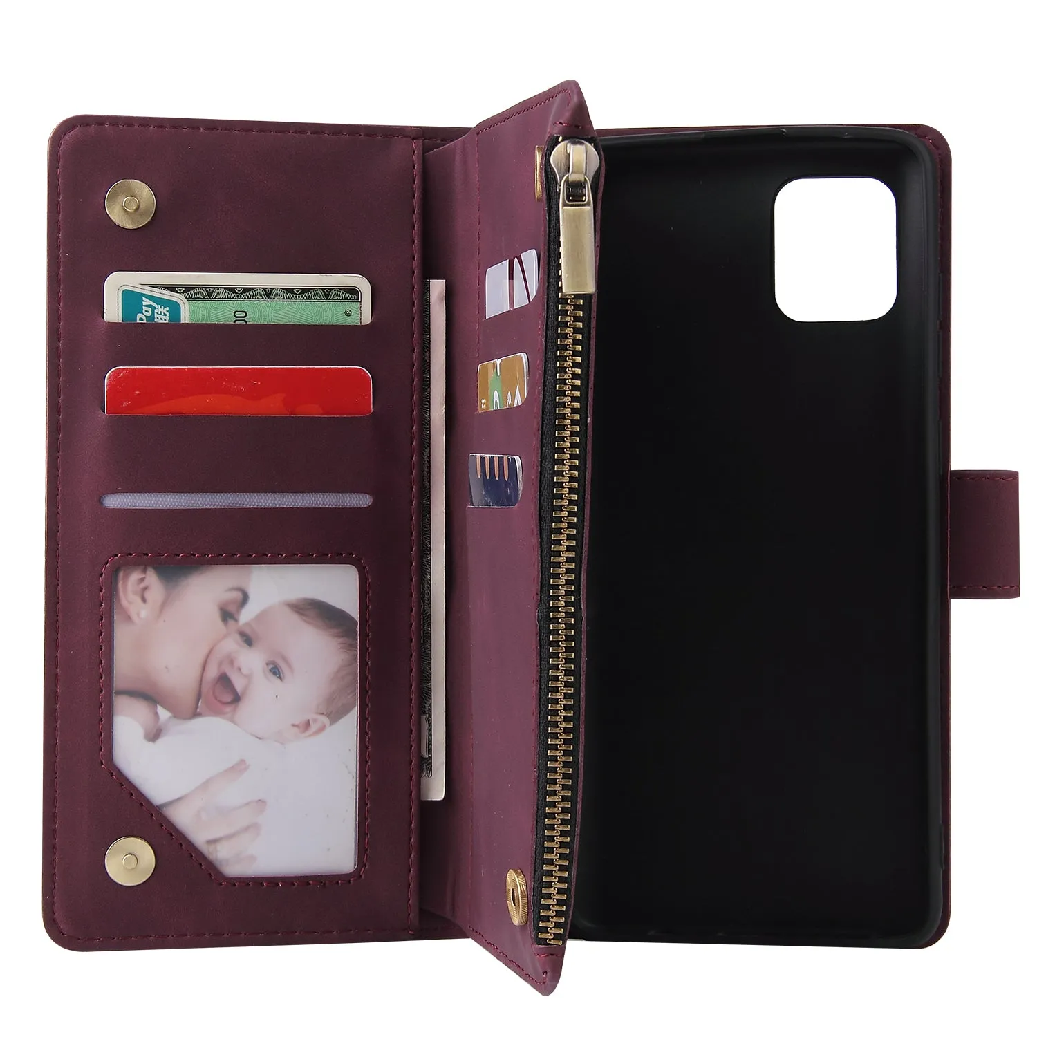 For Samsung NOTE 10 Lite Case Smartphone Shell Wallet Design Zipper Closure Overall Protection Cellphone Cover  4 brown