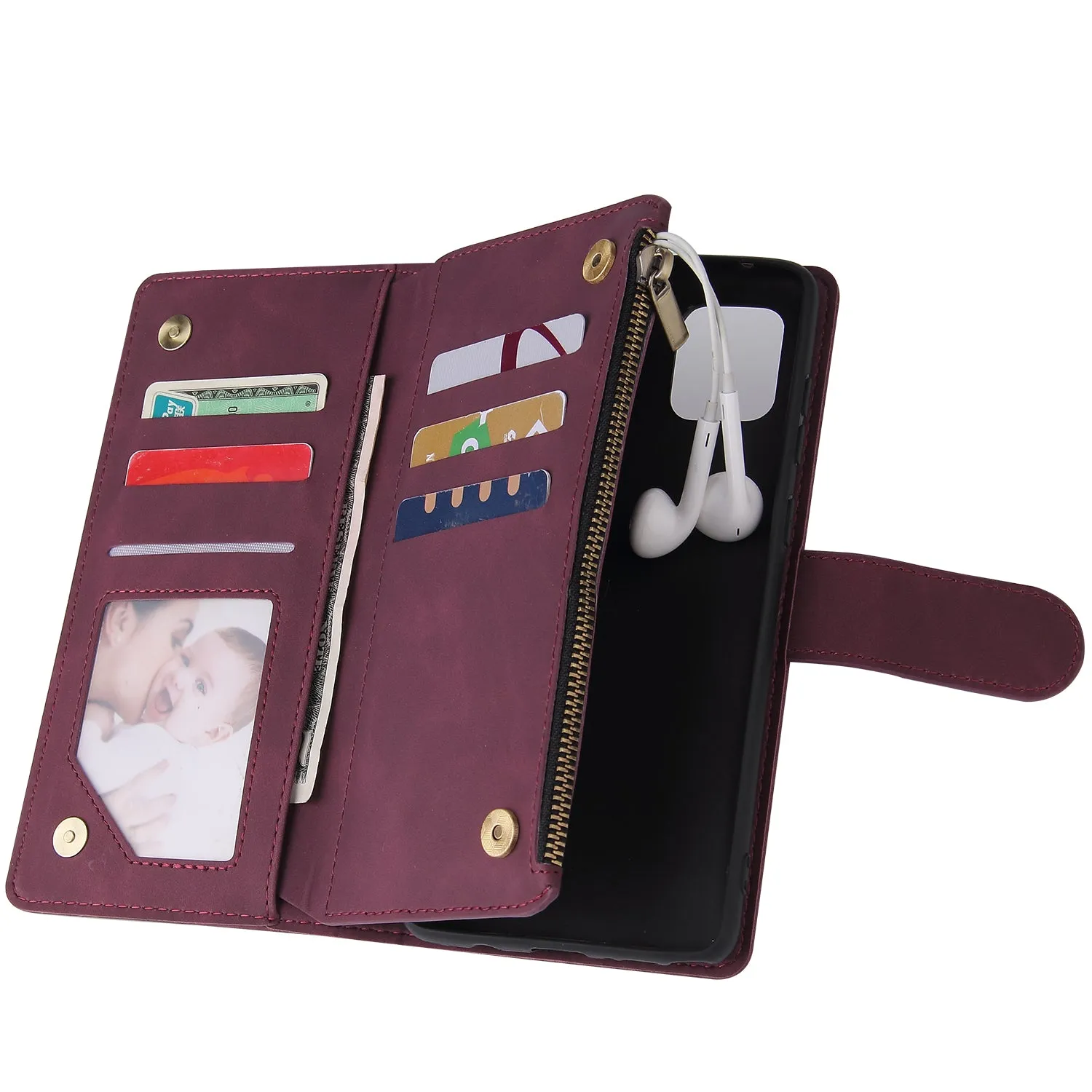 For Samsung NOTE 10 Lite Case Smartphone Shell Wallet Design Zipper Closure Overall Protection Cellphone Cover  4 brown
