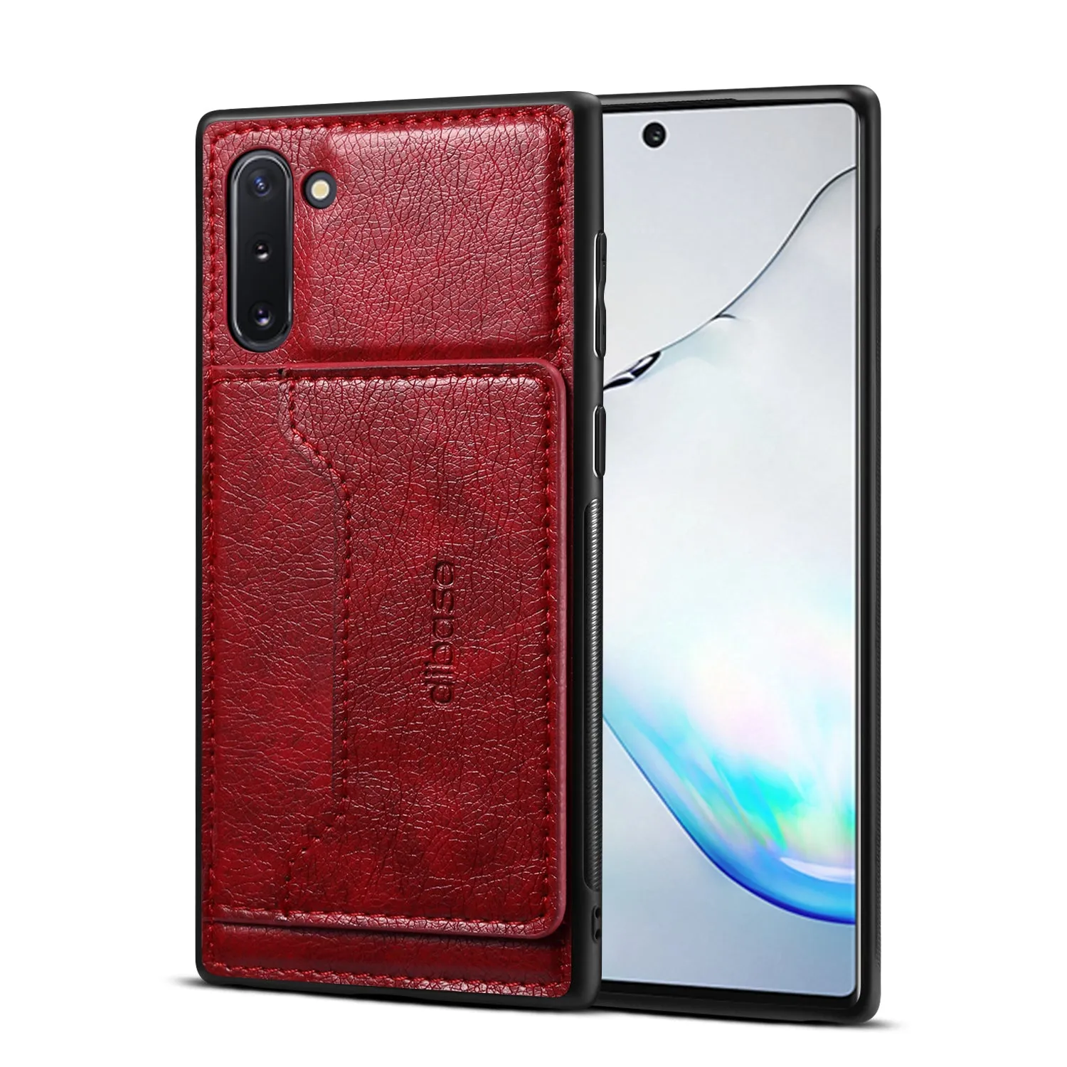 For Samsung Note 10/10 Pro Cellphone Cover 2-in-1 Stand Function Textured PU Leather Anti-scratch Overall Protection Case Card Holder brown