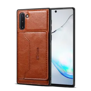 For Samsung Note 10/10 Pro Cellphone Cover 2-in-1 Stand Function Textured PU Leather Anti-scratch Overall Protection Case Card Holder brown