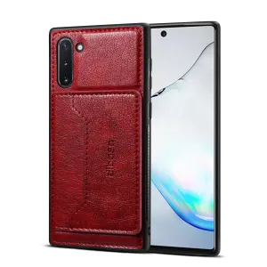 For Samsung Note 10/10 Pro Cellphone Cover 2-in-1 Stand Function Textured PU Leather Anti-scratch Overall Protection Case Card Holder red
