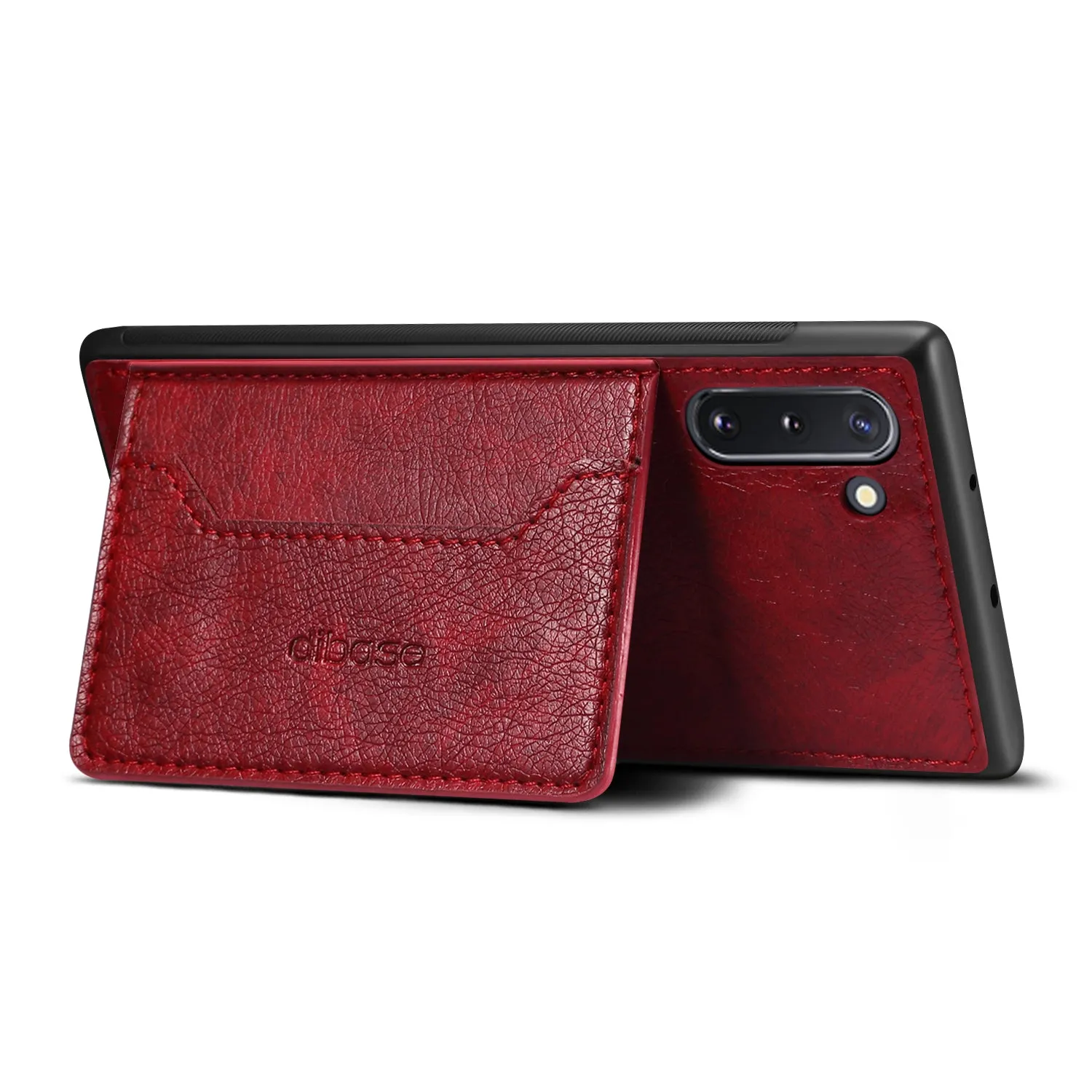 For Samsung Note 10/10 Pro Cellphone Cover 2-in-1 Stand Function Textured PU Leather Anti-scratch Overall Protection Case Card Holder red