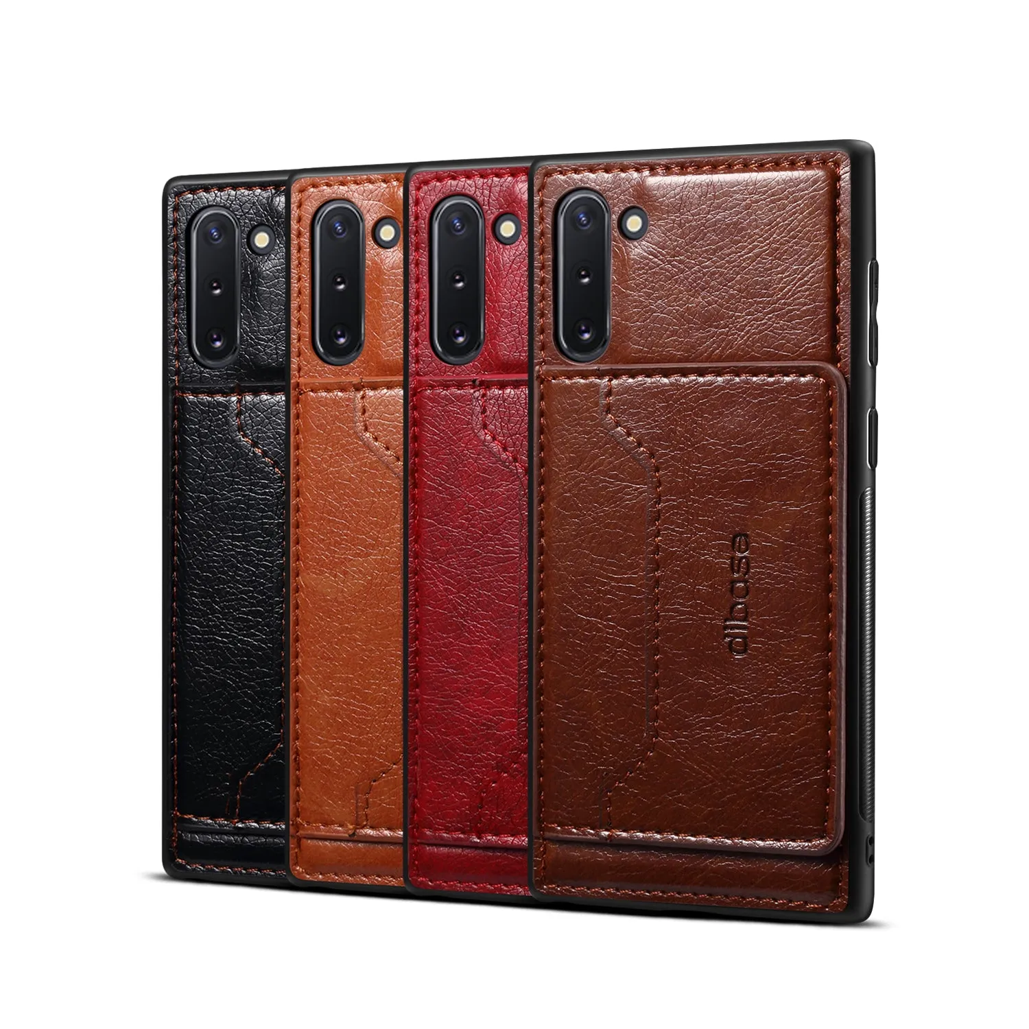 For Samsung Note 10/10 Pro Cellphone Cover 2-in-1 Stand Function Textured PU Leather Anti-scratch Overall Protection Case Card Holder red