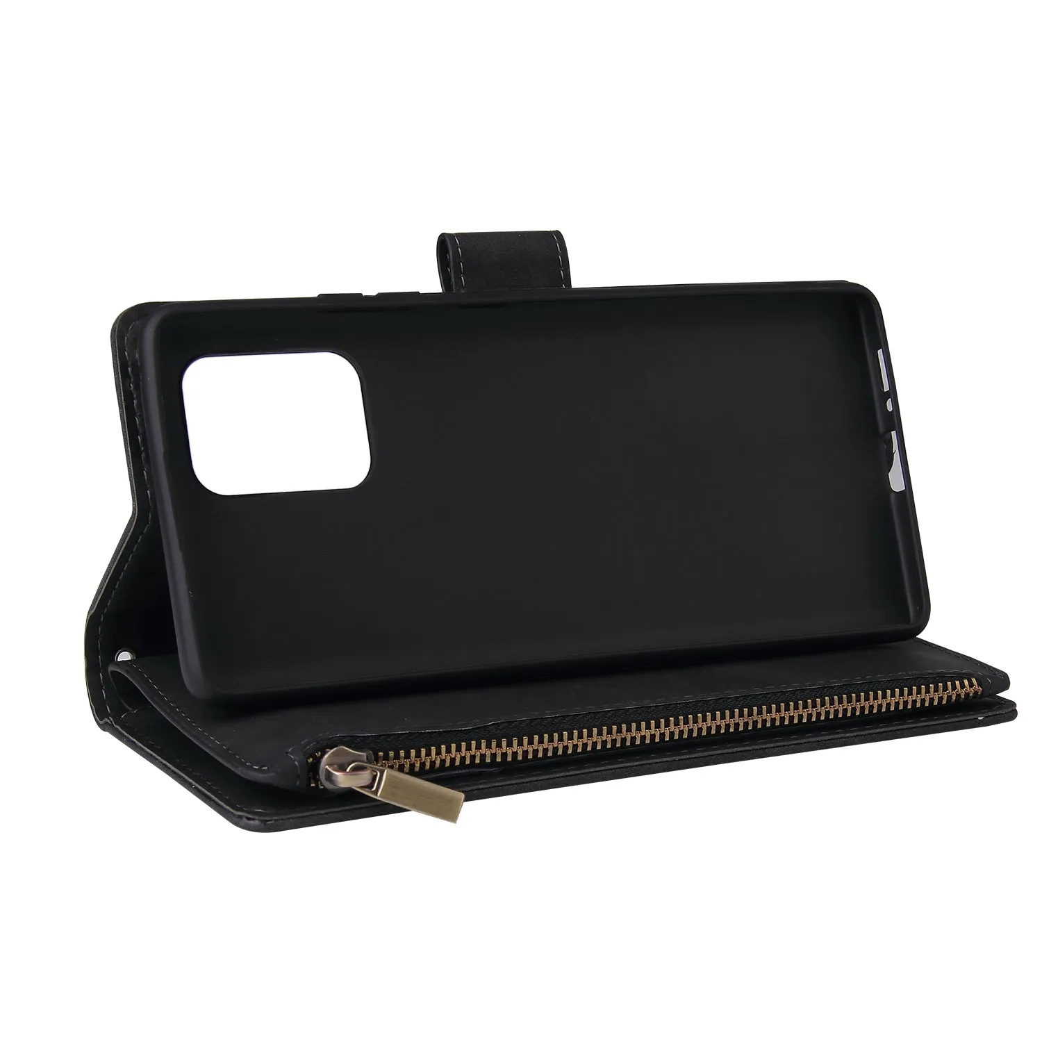 For Samsung S10 Lite 2020 Mobile Phone Case Wallet Design Zipper Closure Overall Protection Cellphone Cover  1 black