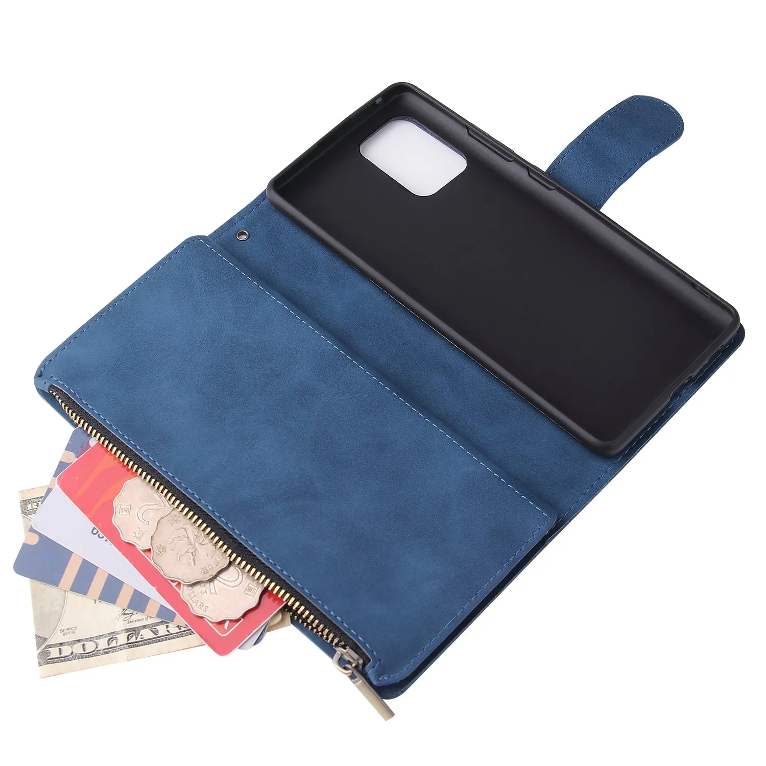 For Samsung S10 Lite 2020 Mobile Phone Case Wallet Design Zipper Closure Overall Protection Cellphone Cover  1 black