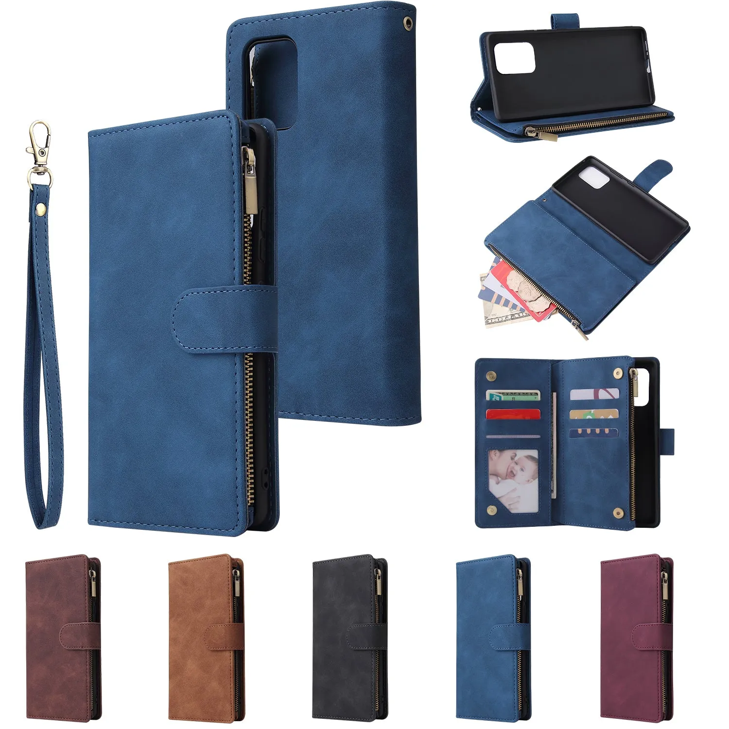 For Samsung S10 Lite 2020 Mobile Phone Case Wallet Design Zipper Closure Overall Protection Cellphone Cover  1 black