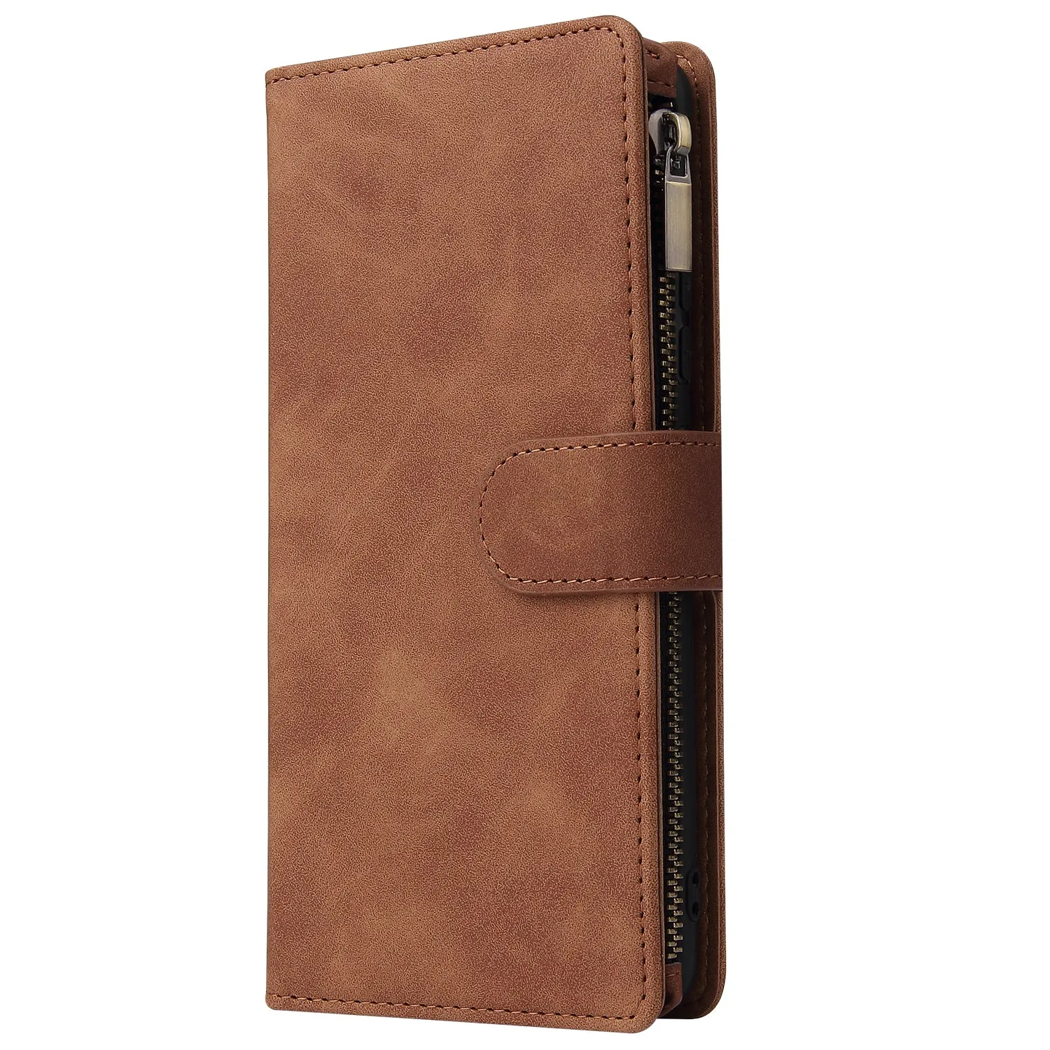 For Samsung S10 Lite 2020 Mobile Phone Case Wallet Design Zipper Closure Overall Protection Cellphone Cover  4 brown