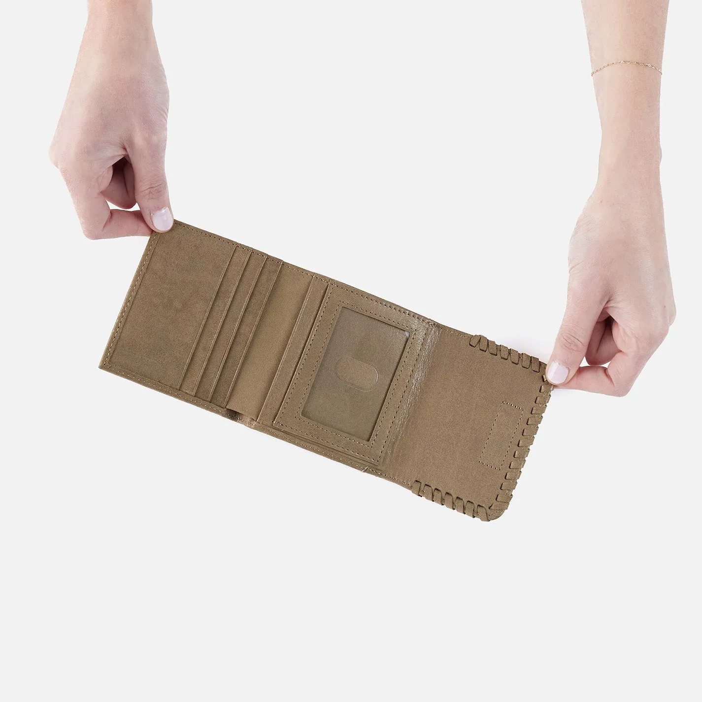 Foray Small Wallet In Metallic Leather - Burnished Sage