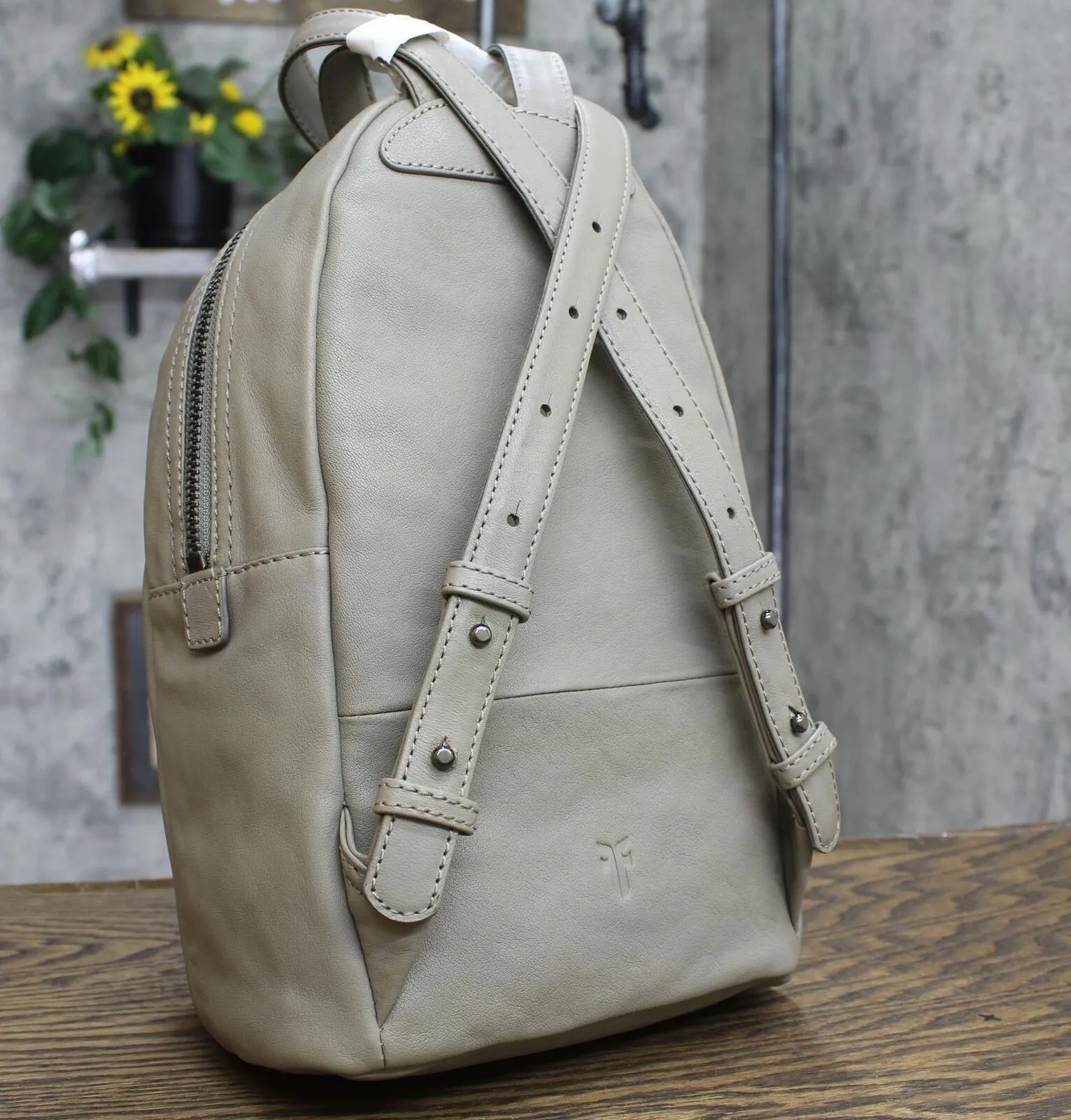Frye Lena Lambskin Leather Backpack Gray One Size