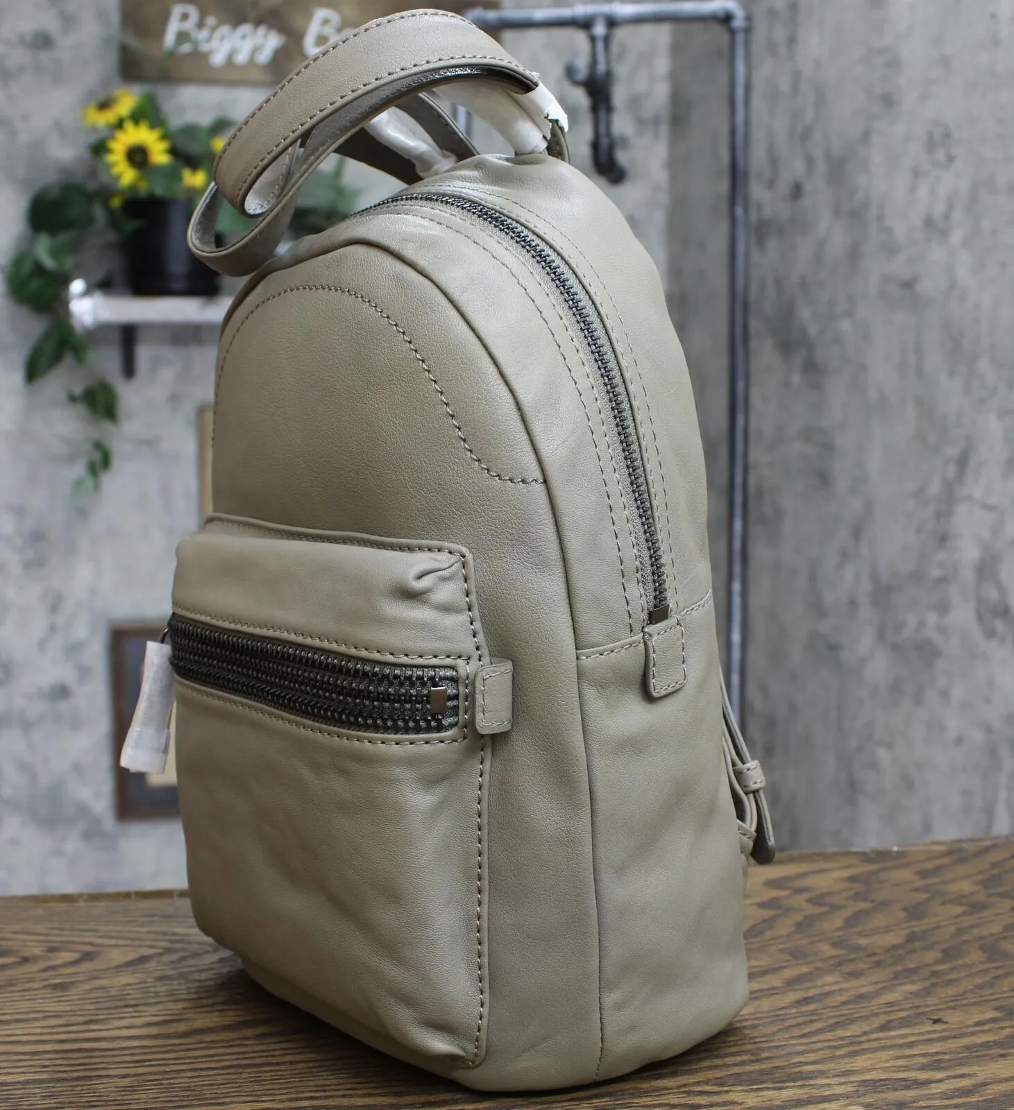 Frye Lena Lambskin Leather Backpack Gray One Size