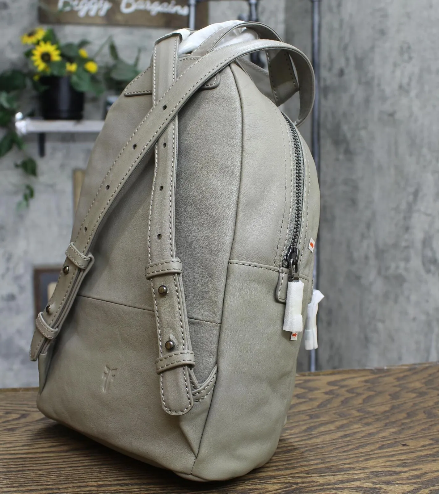 Frye Lena Lambskin Leather Backpack Gray One Size