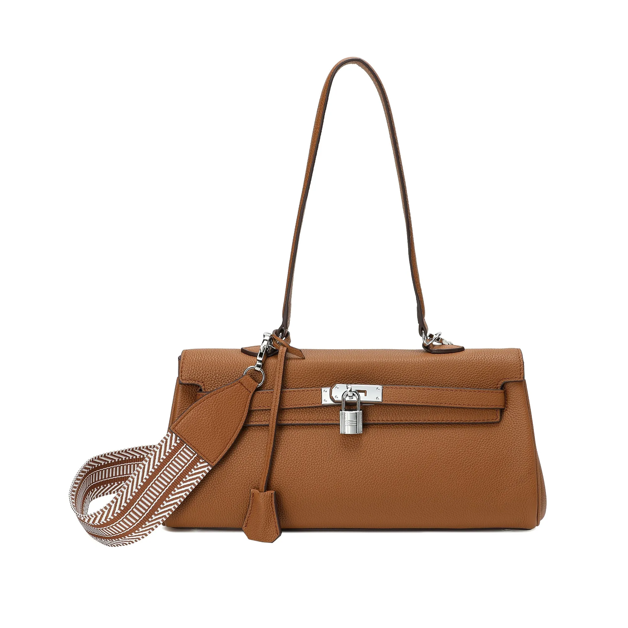 Full-Gain Leather East-West Shoulder Bag