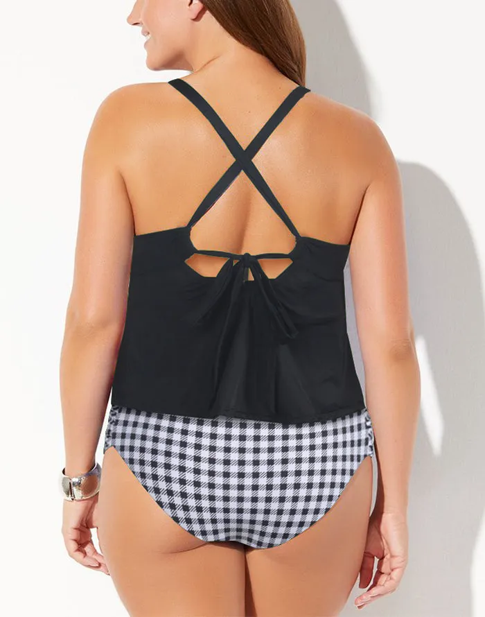 FULLFITALL - Black Scarf X-Back Tankini Set