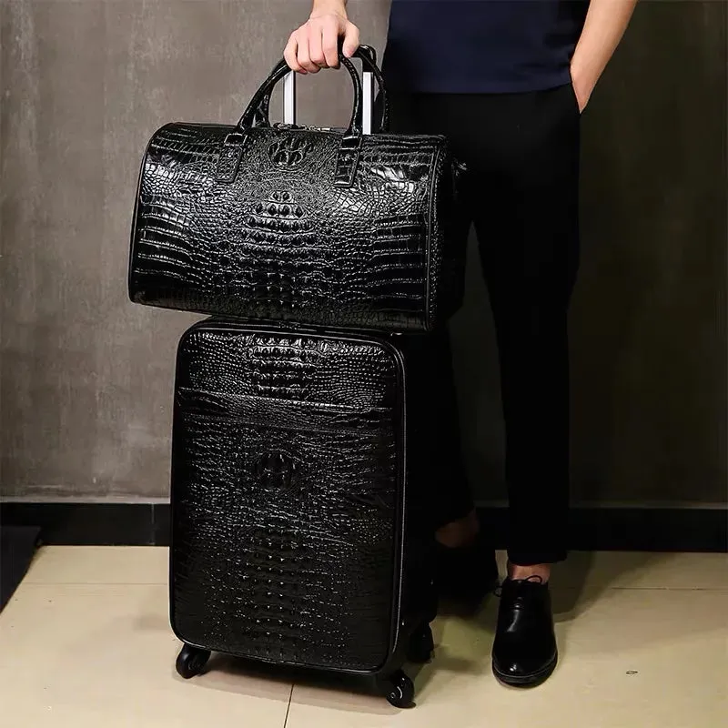 Gattuso Carry-On Luggage Set, Spinner Case & Duffel, Black, 20 inches