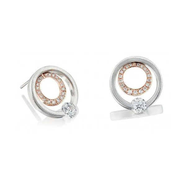 Gelin Abaci 14K White & Rose Gold Tension Diamond Earrings TE-017B