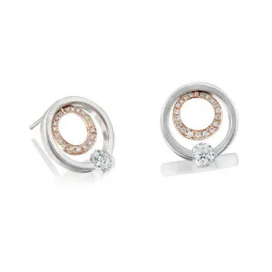 Gelin Abaci 14K White & Rose Gold Tension Diamond Earrings TE-017B