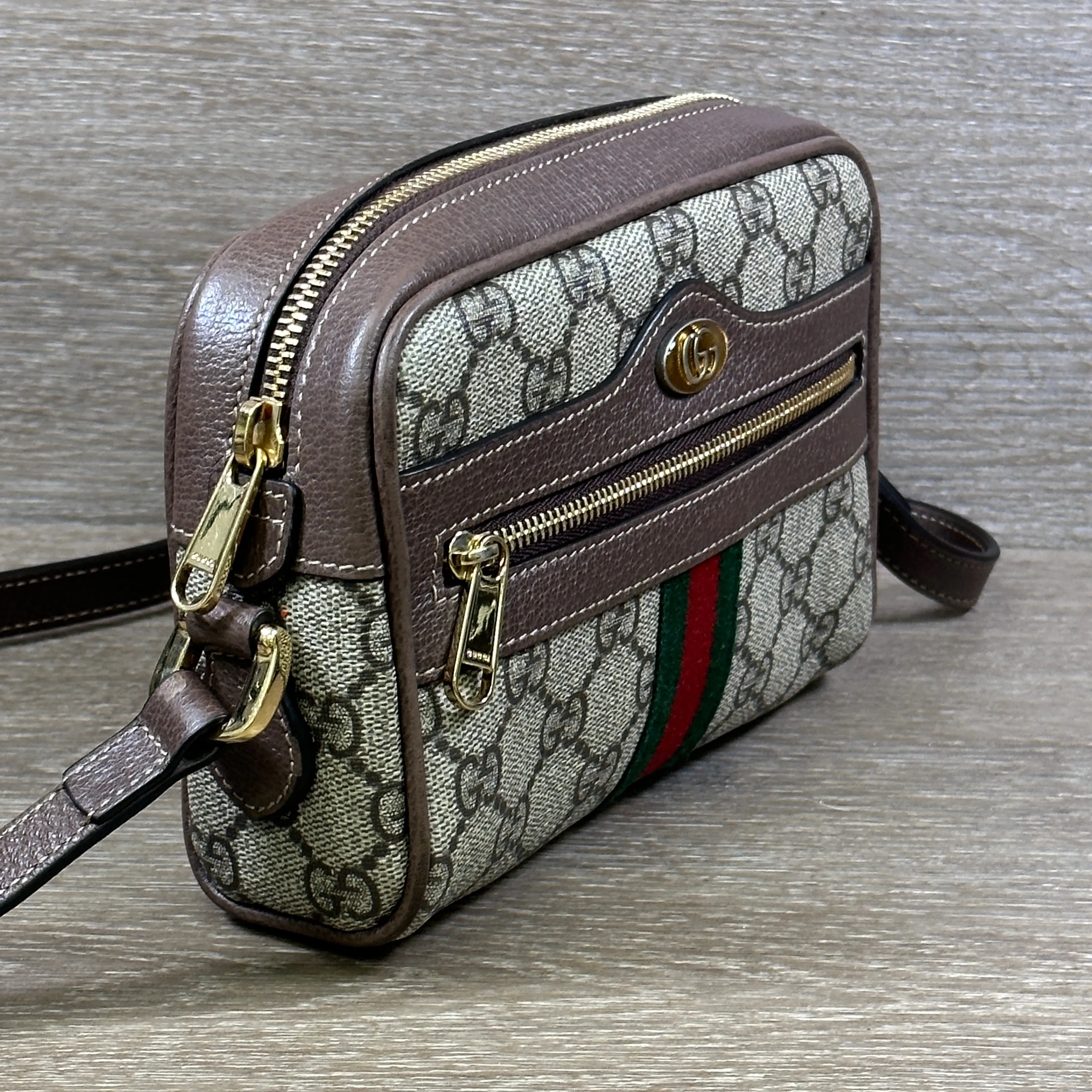GG Supreme Monogram Web Mini Ophidia Shoulder Bag - Brown
