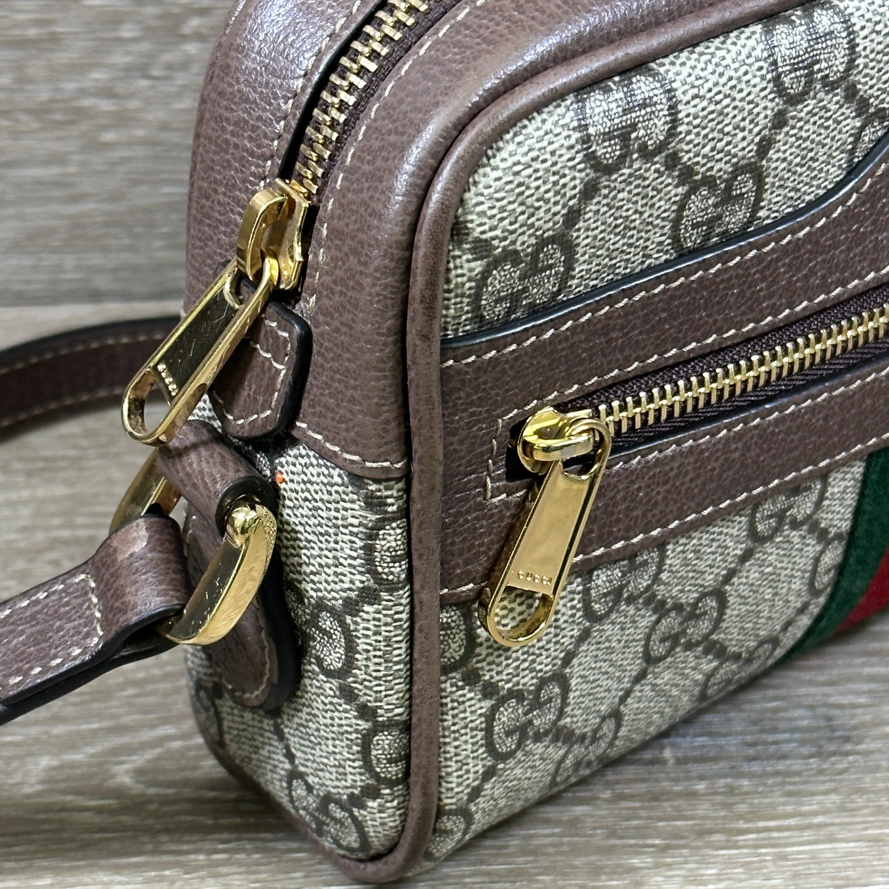 GG Supreme Monogram Web Mini Ophidia Shoulder Bag - Brown
