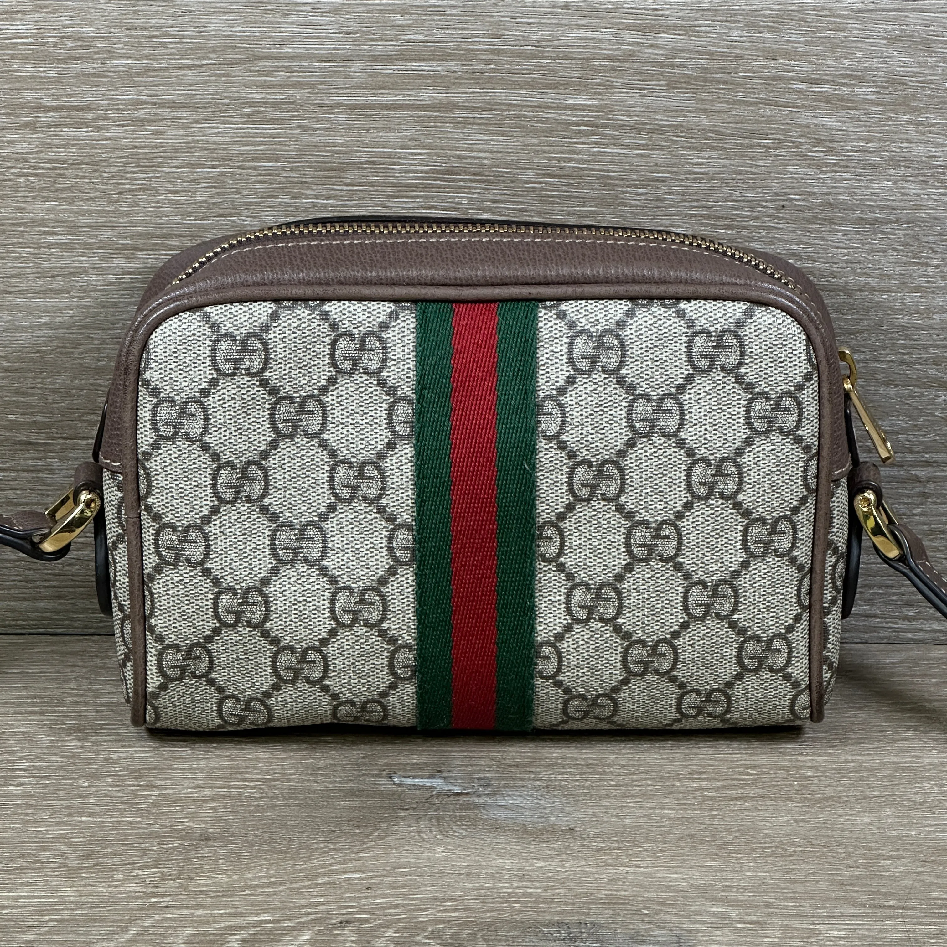 GG Supreme Monogram Web Mini Ophidia Shoulder Bag - Brown