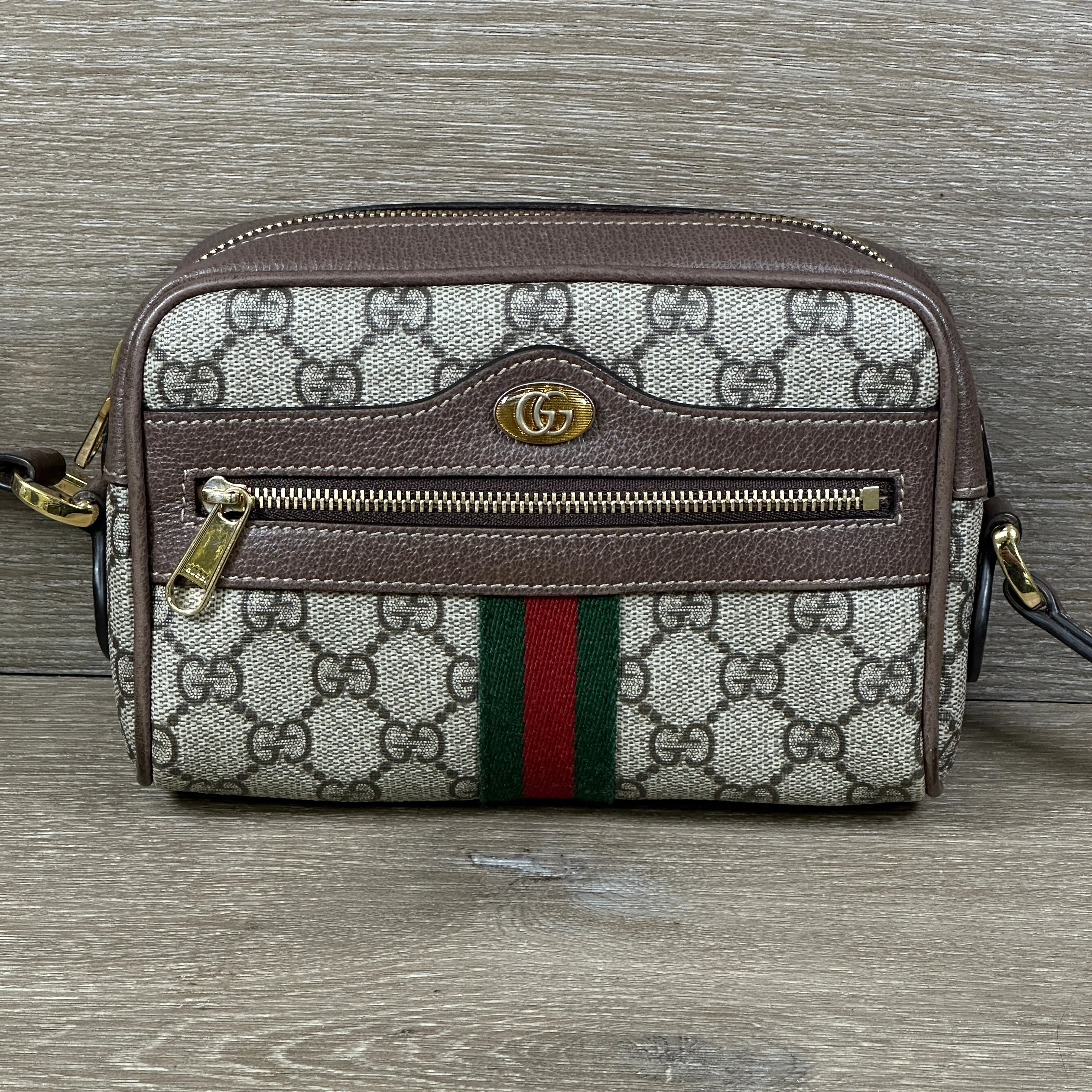 GG Supreme Monogram Web Mini Ophidia Shoulder Bag - Brown