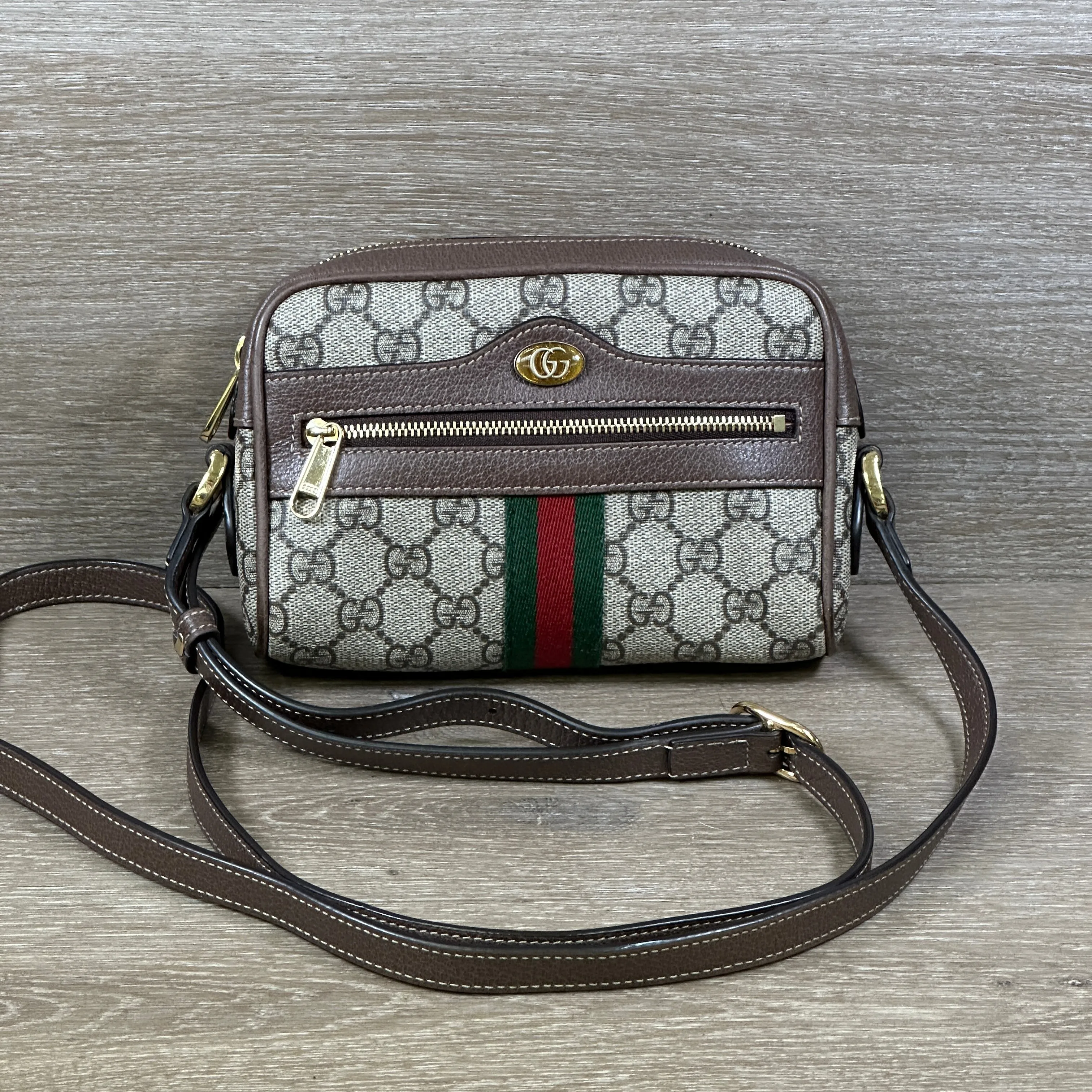 GG Supreme Monogram Web Mini Ophidia Shoulder Bag - Brown