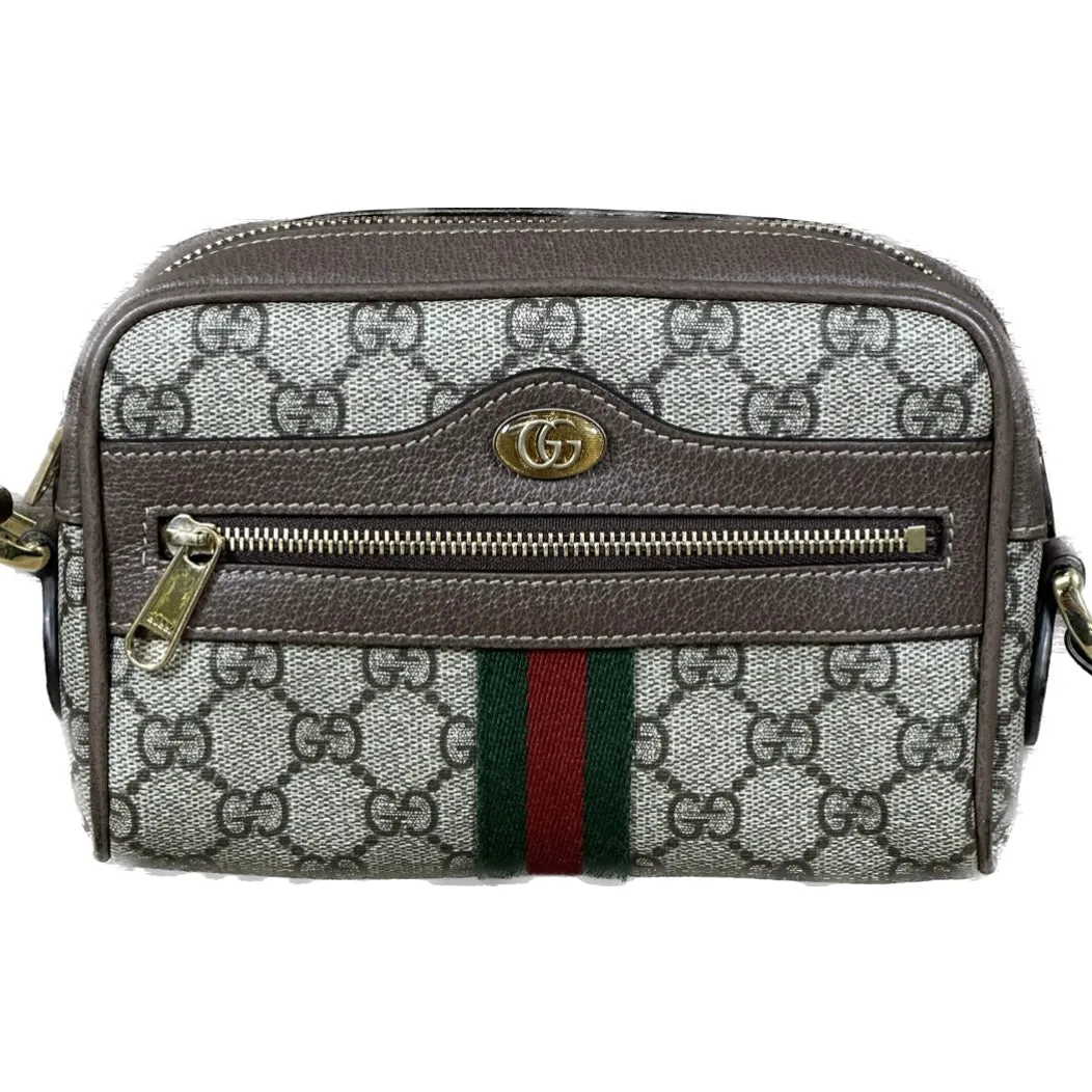 GG Supreme Monogram Web Mini Ophidia Shoulder Bag - Brown