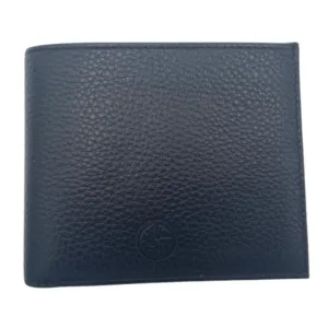 GIORGIO ARMANI Trifold Cervo Leather Wallet - Black New w/Tags