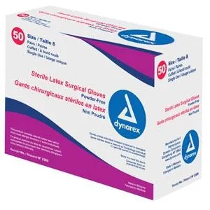 Gloves, Surgical, Powder Free, Latex, Sterile, Dynarex, 50/bx