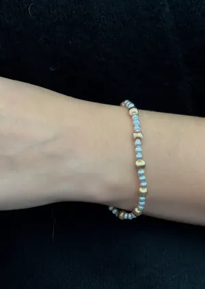 Gold and Silver Textured Beaded Bracelet