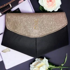 Gold Glitter and Black Skye Clutch Bag
