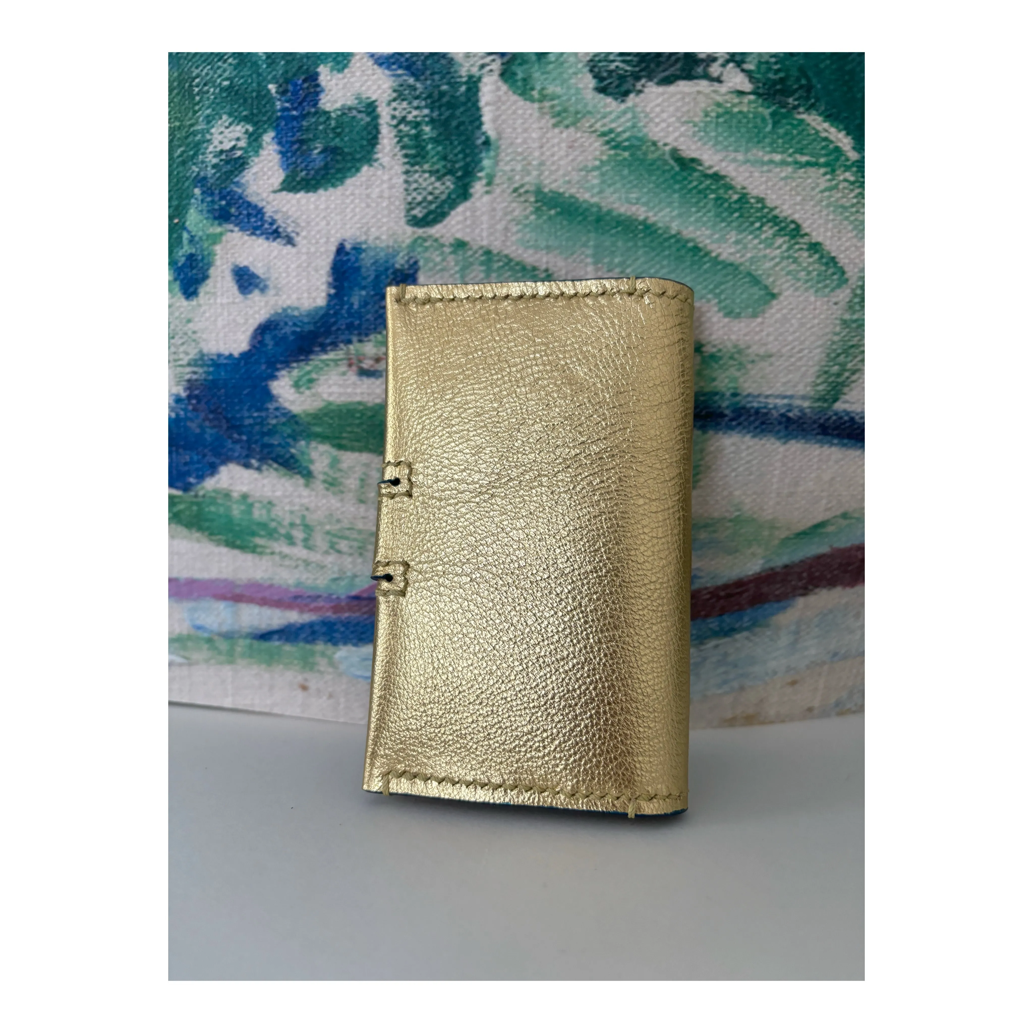 Gold Leather Snap Card Holder