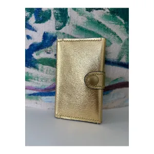 Gold Leather Snap Card Holder