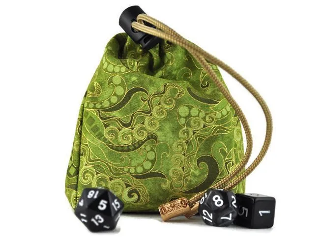 Green and gold dice bag