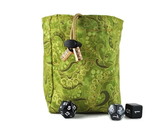 Green and gold dice bag