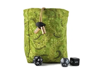 Green and gold dice bag
