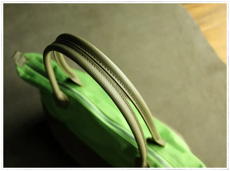 Green Womens Nylon Shoulder Handbag Womens Nylon Contrast Color Shoulder Work Purse Nylon for Ladies