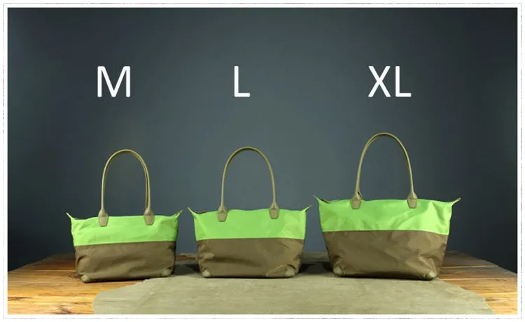 Green Womens Nylon Shoulder Handbag Womens Nylon Contrast Color Shoulder Work Purse Nylon for Ladies