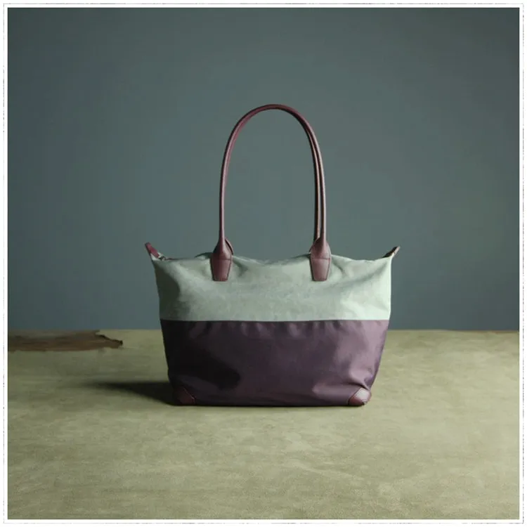 Green Womens Nylon Shoulder Handbag Womens Nylon Contrast Color Shoulder Work Purse Nylon for Ladies