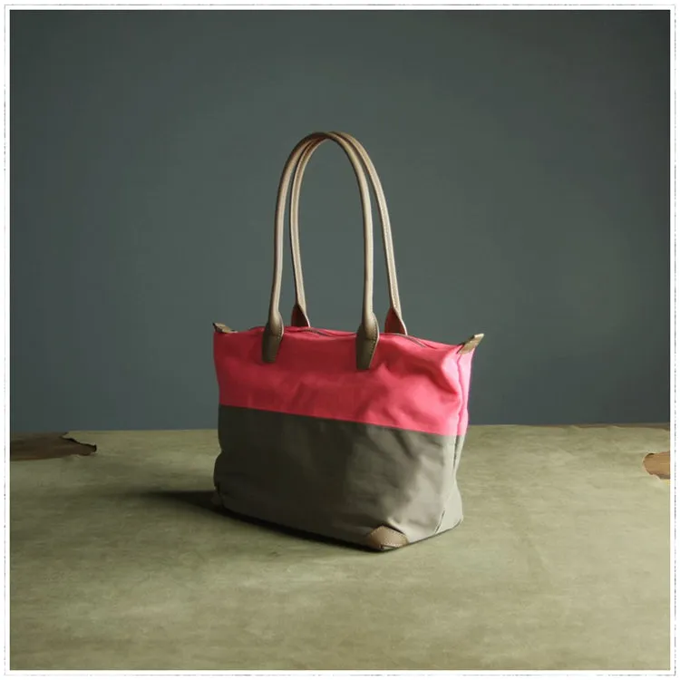 Green Womens Nylon Shoulder Handbag Womens Nylon Contrast Color Shoulder Work Purse Nylon for Ladies