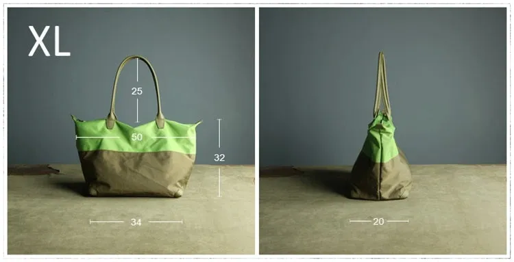 Green Womens Nylon Shoulder Handbag Womens Nylon Contrast Color Shoulder Work Purse Nylon for Ladies