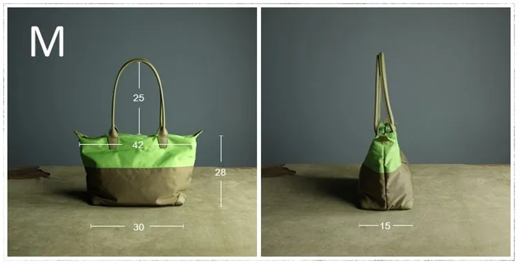 Green Womens Nylon Shoulder Handbag Womens Nylon Contrast Color Shoulder Work Purse Nylon for Ladies
