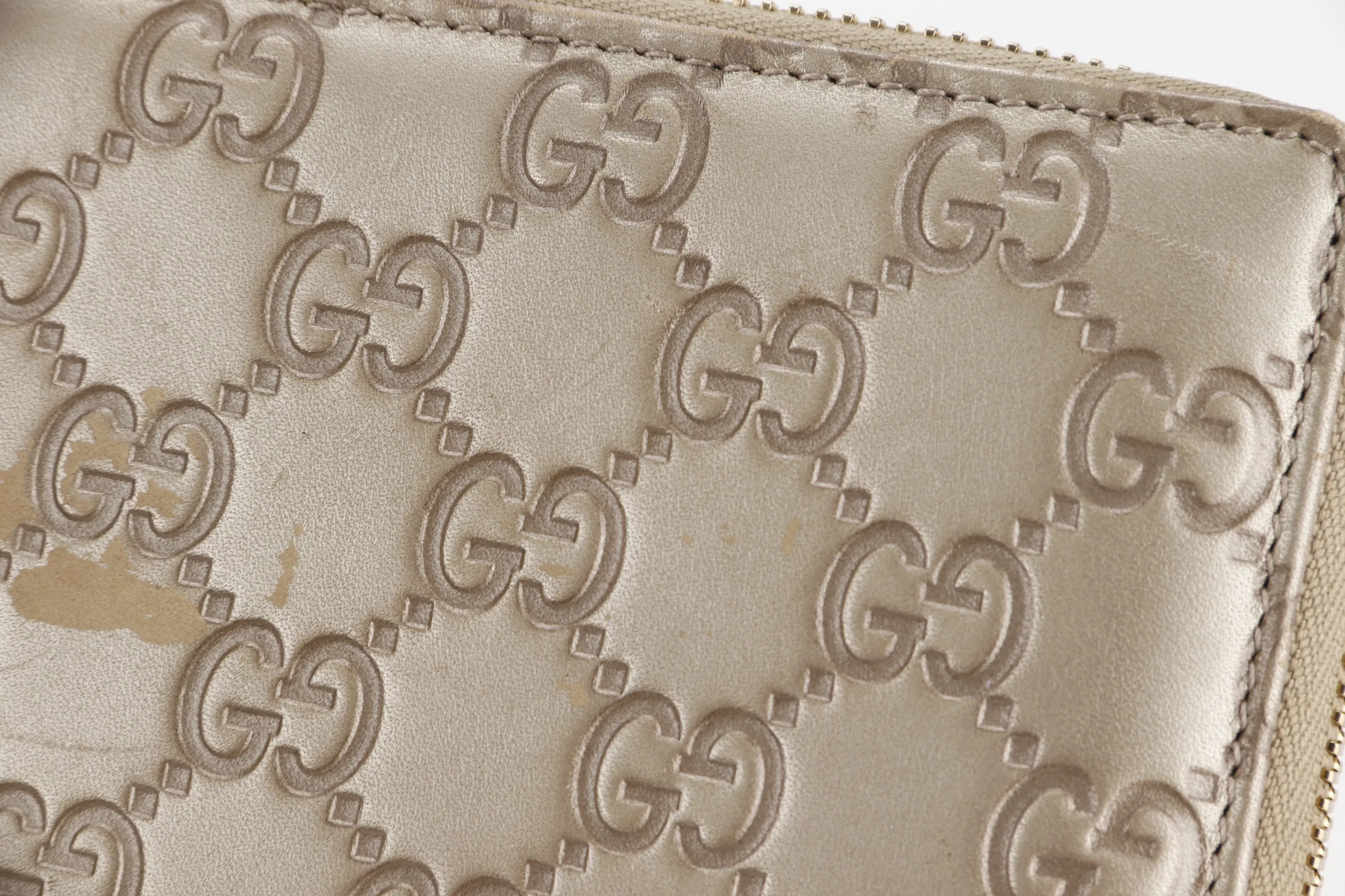 GUCCI 282247 534633 GUCCISSIMA METALLIC LEATHER LONG ZIP WALLET GOLD HARDWARE, NO DUST COVER & BOX