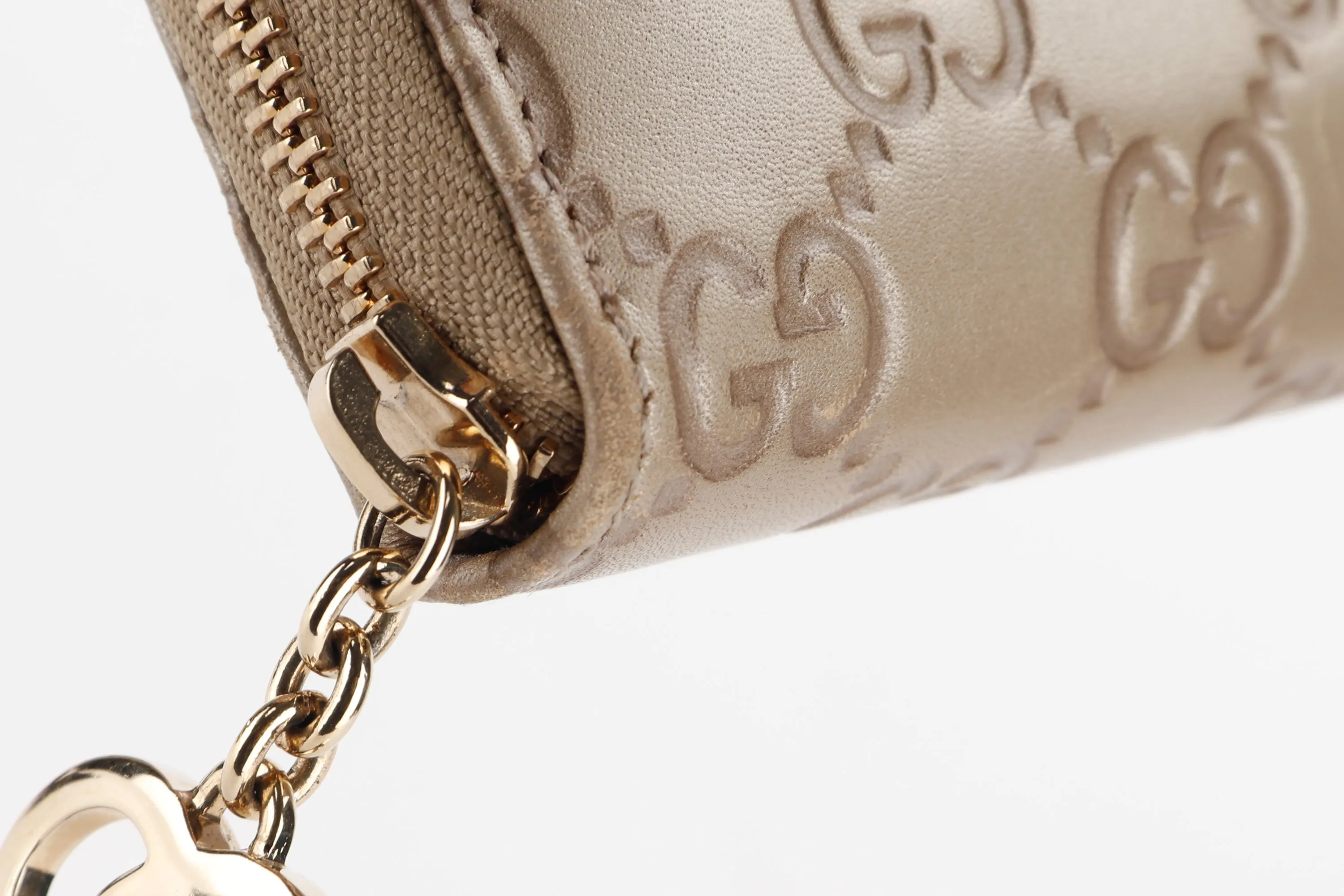 GUCCI 282247 534633 GUCCISSIMA METALLIC LEATHER LONG ZIP WALLET GOLD HARDWARE, NO DUST COVER & BOX
