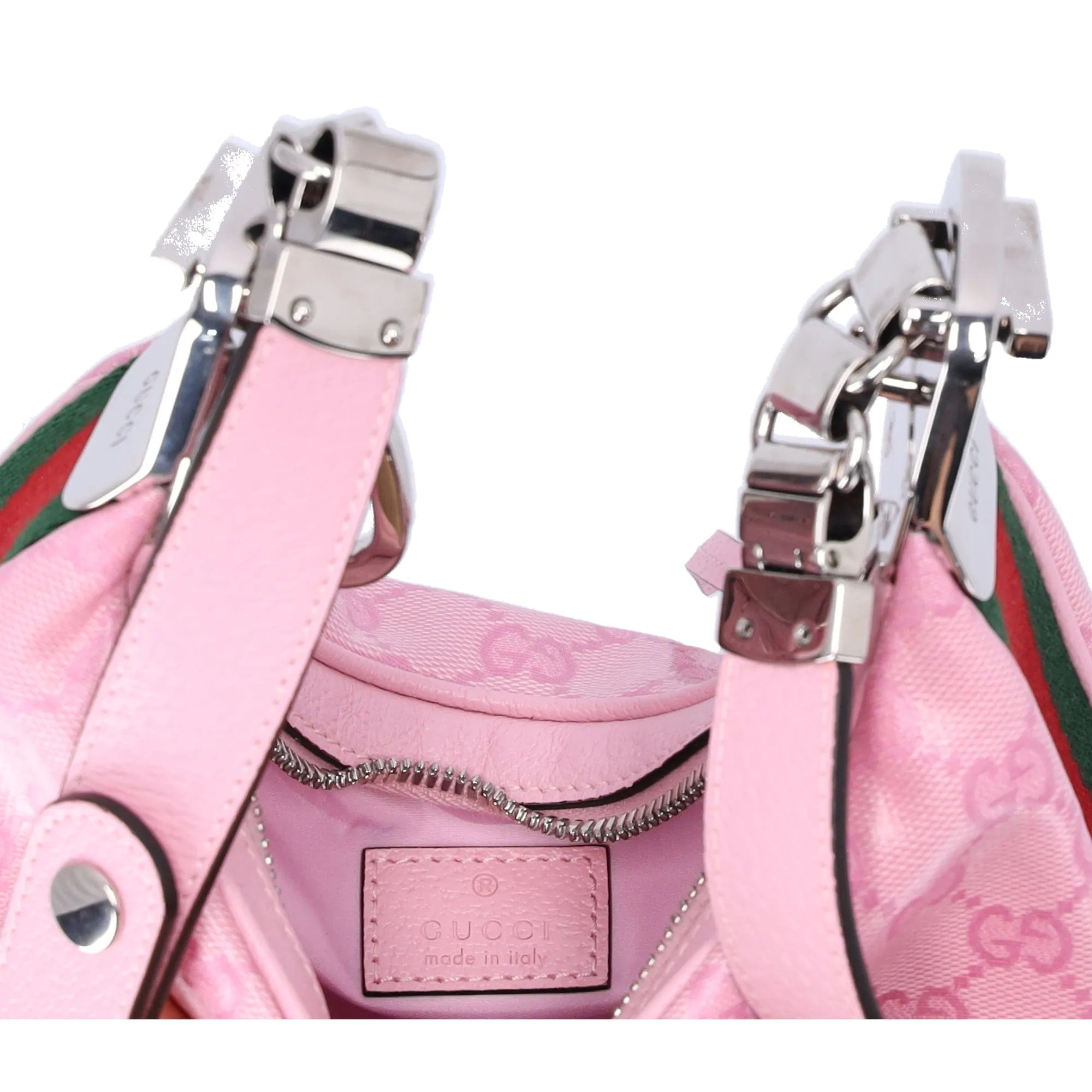 GUCCI Attache Small Shoulder Bag 699409 Pink GG Multicolor Strap